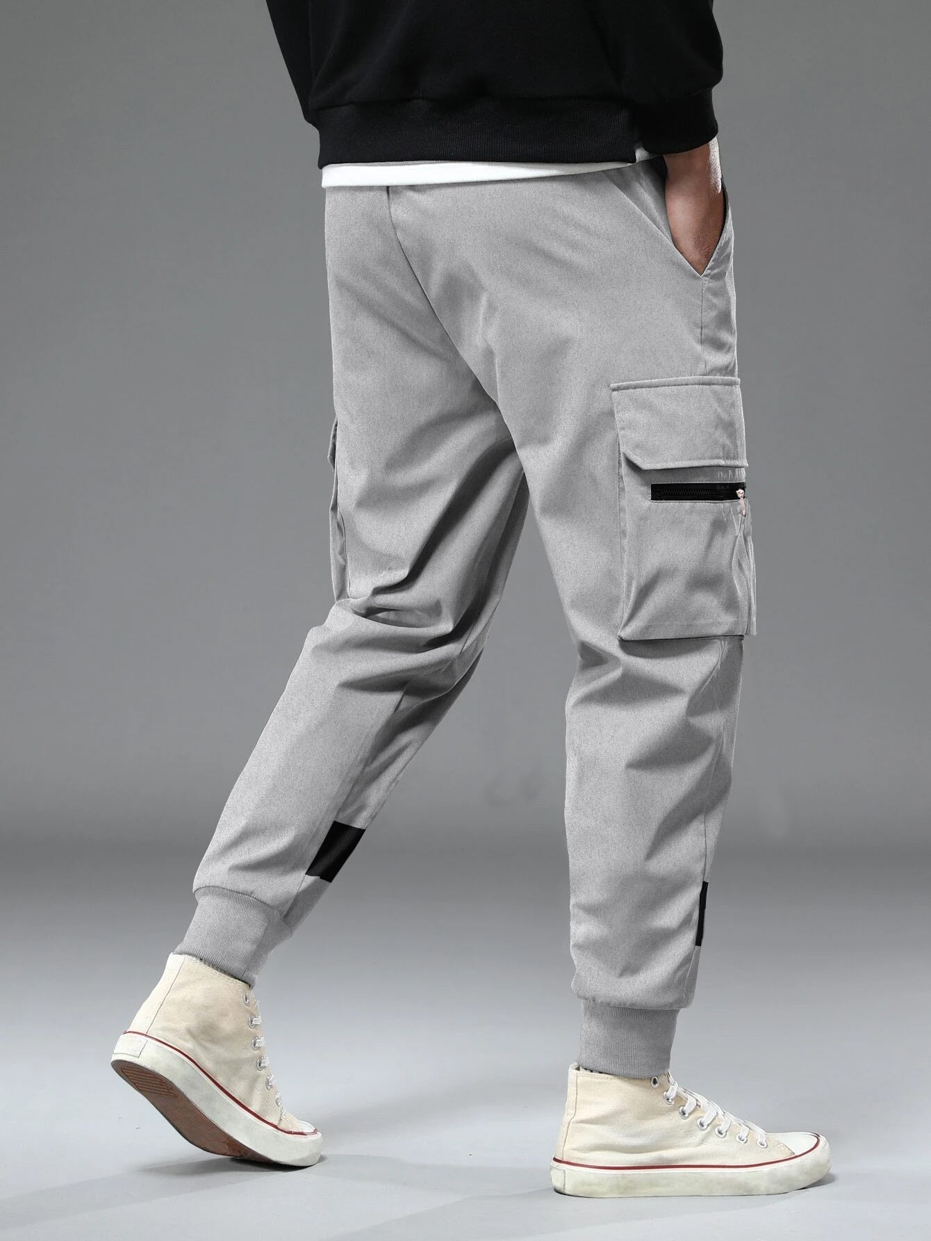 Grey Printed Cargo Joggers with Multi Pockets