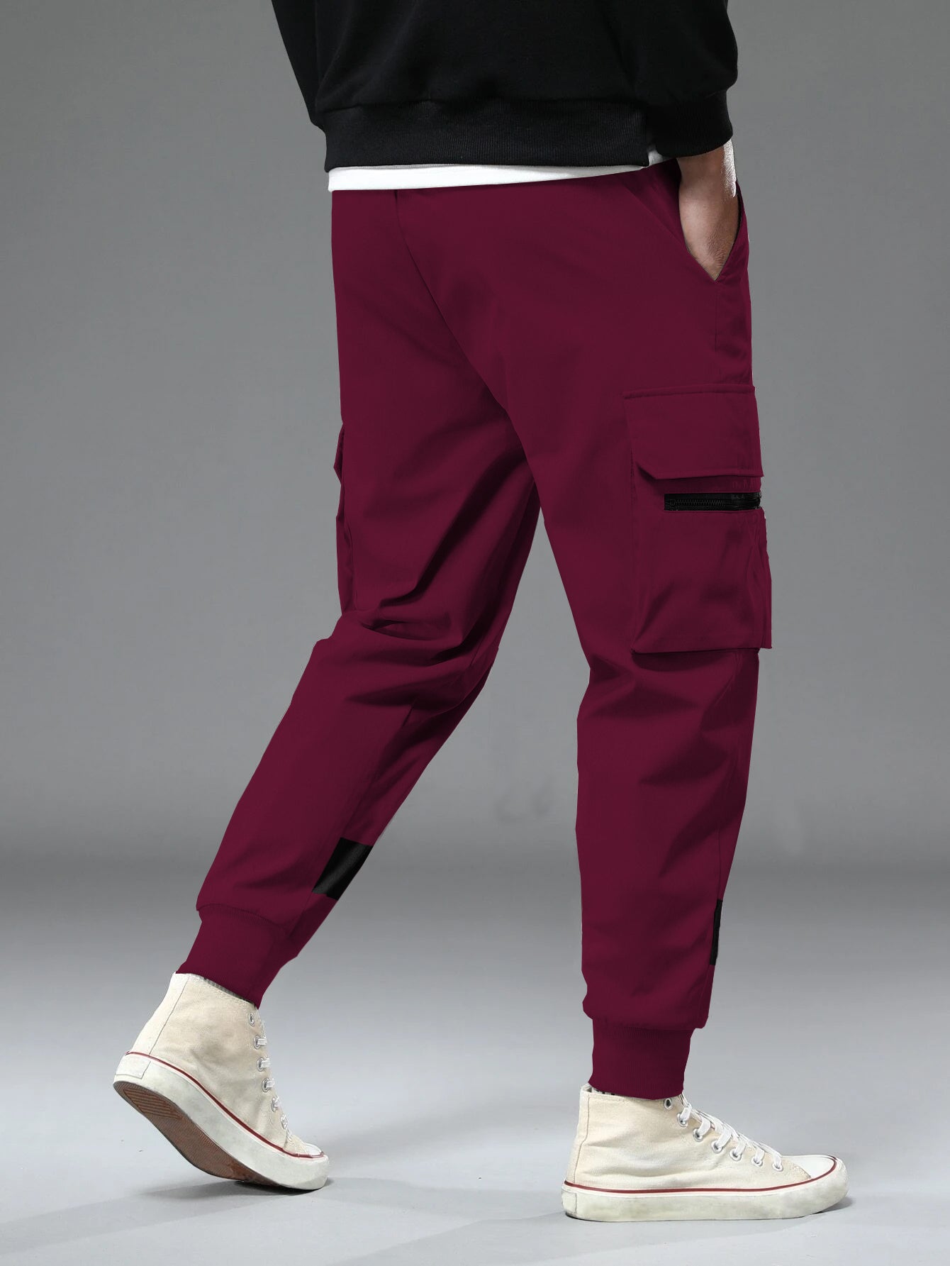 Maroon Printed Cargo Joggers with Multi Pockets