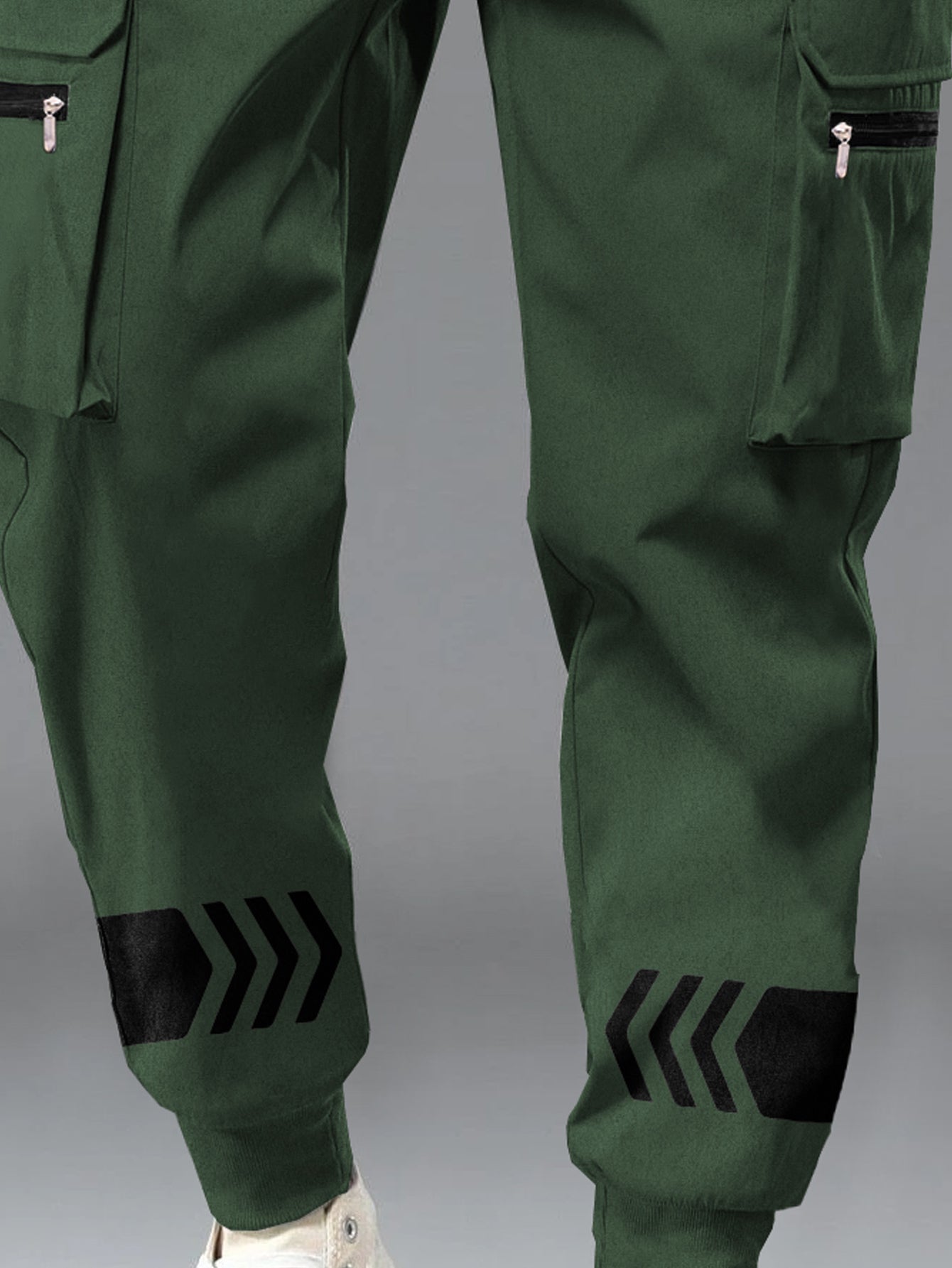 Olive Green Printed Cargo Joggers with Multi Pockets