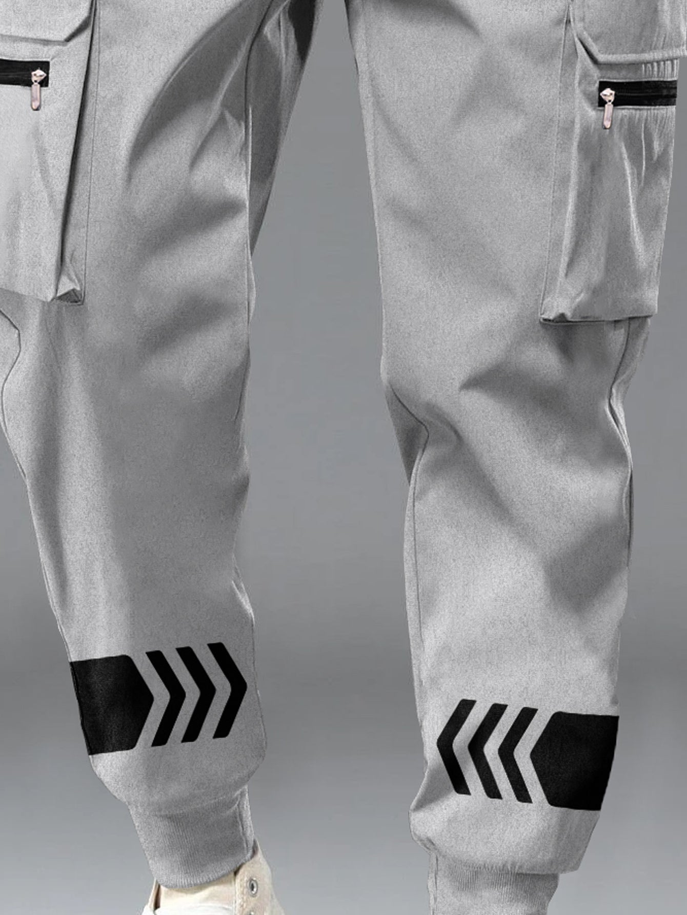 Grey Printed Cargo Joggers with Multi Pockets