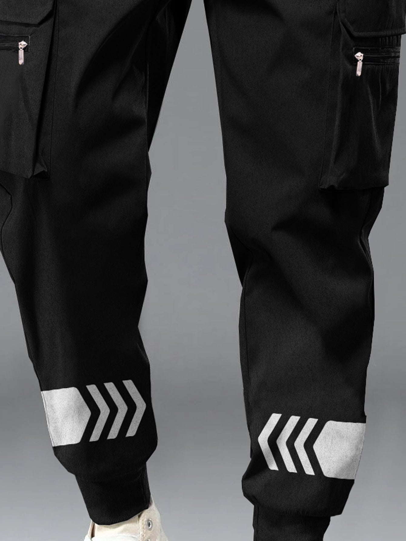 Black Printed Cargo Joggers with Multi Pockets