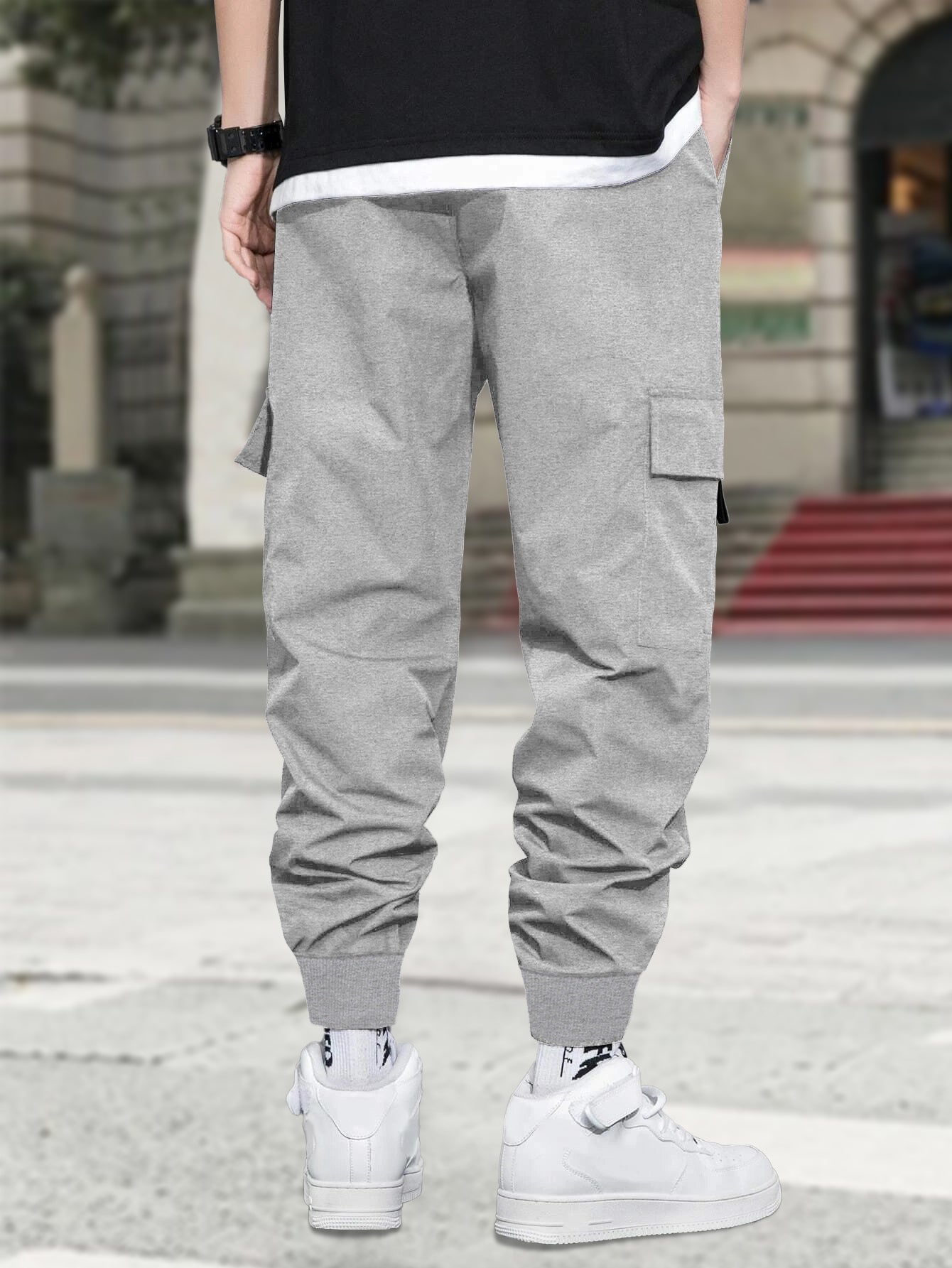 Loopknit Cargo Joggers Printed Marshmallow Grey