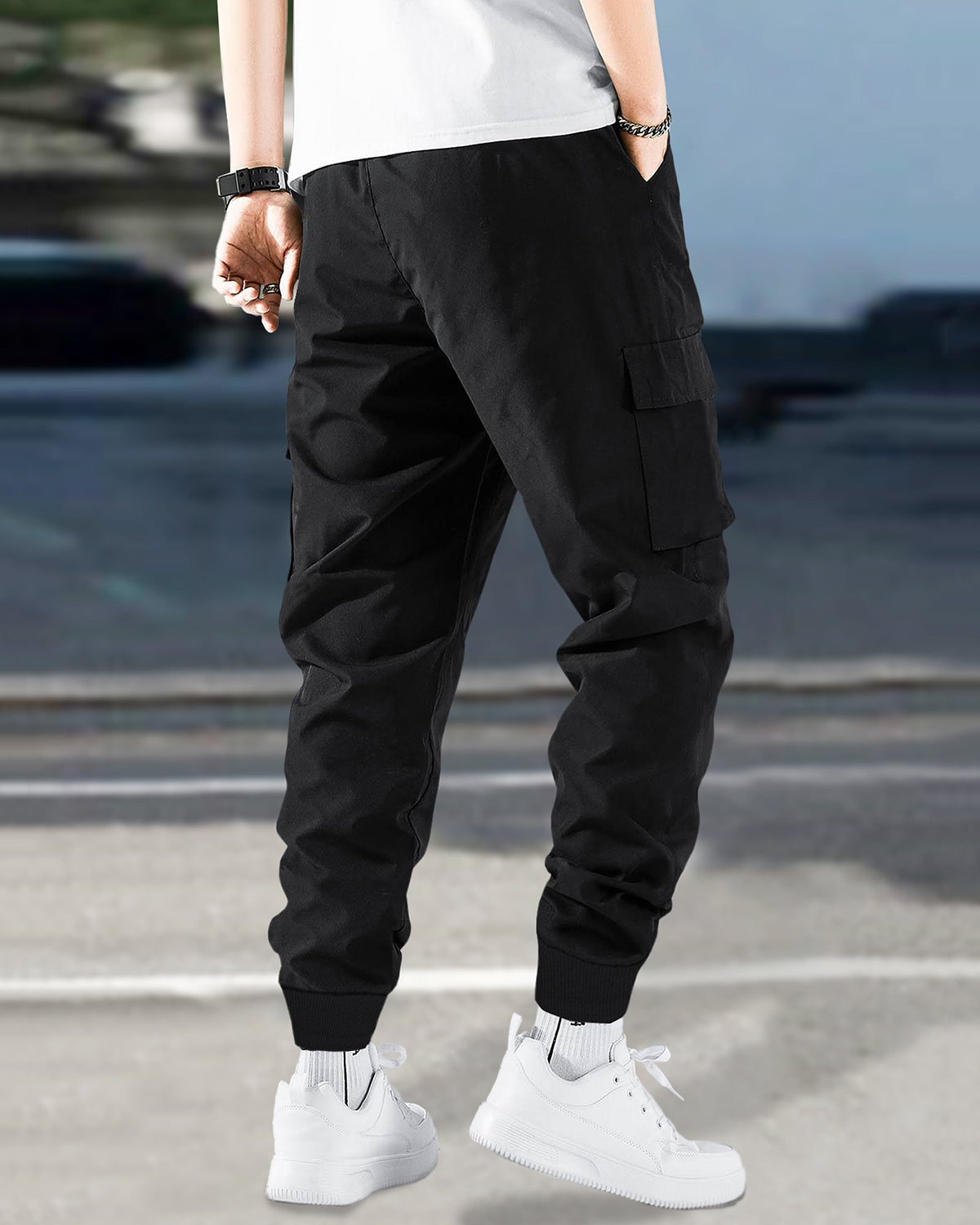 GenZ Style Black Printed Cargo Jogger