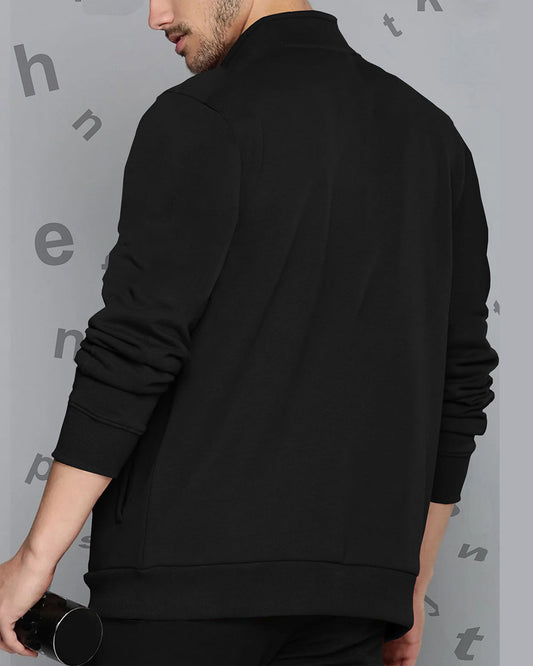 Black Casual Jacket with Zipper