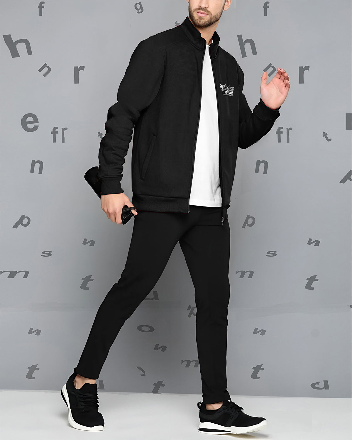 Black Casual Jacket with Zipper