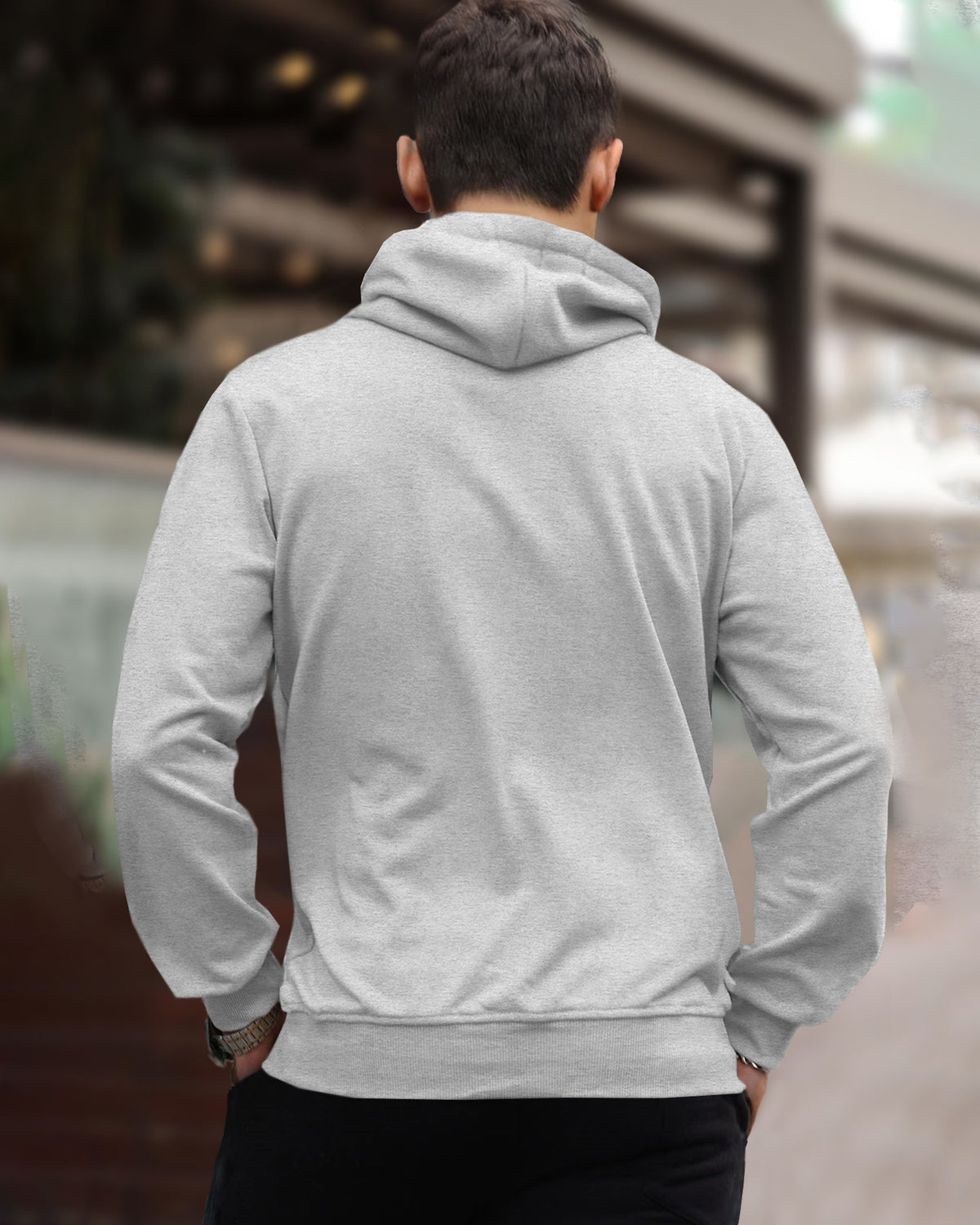 Hooded Plain Sweatshirt Grey Color with Side Pockets