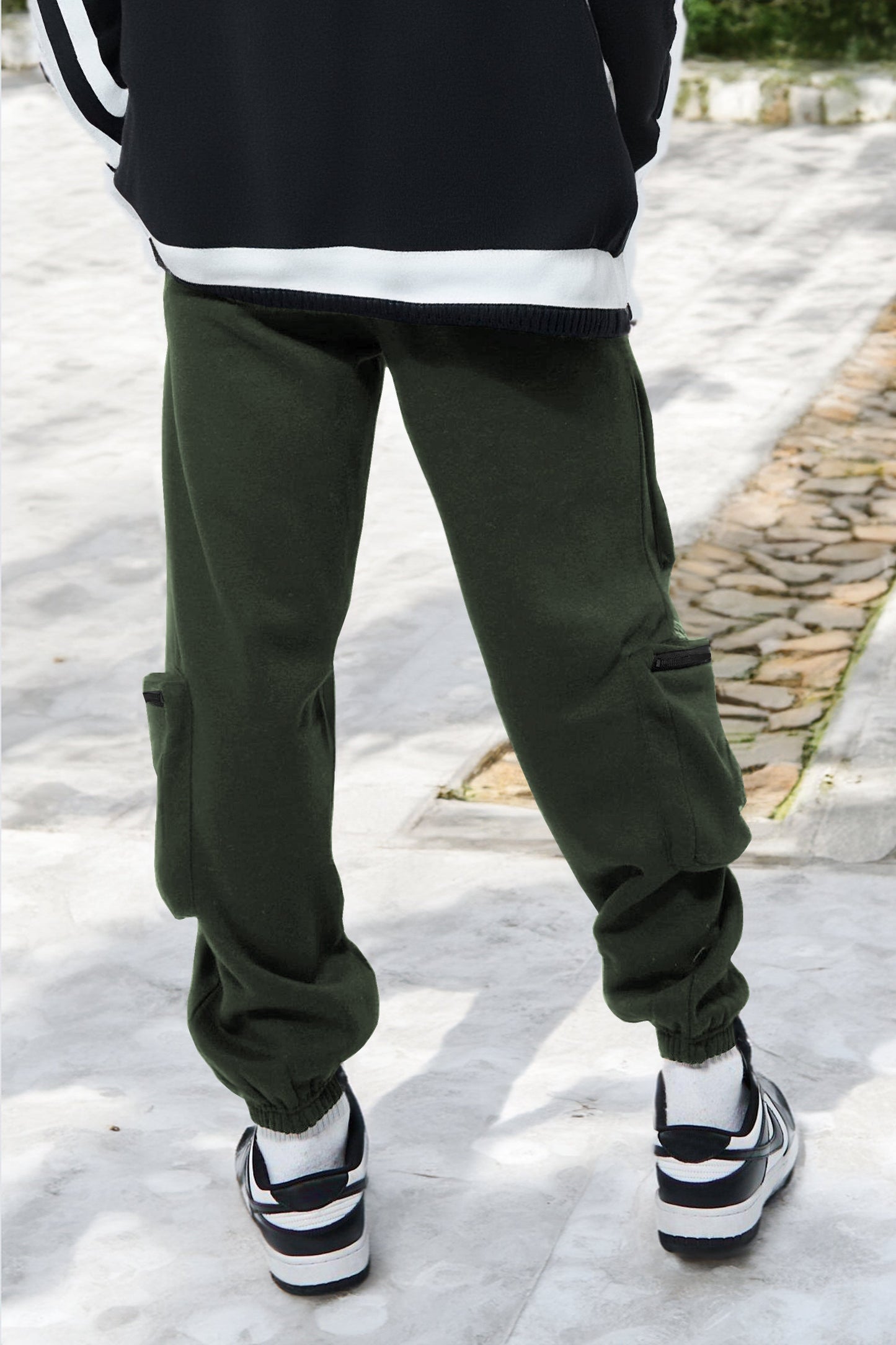 Olive Green Printed Baggy Cargo Joggers