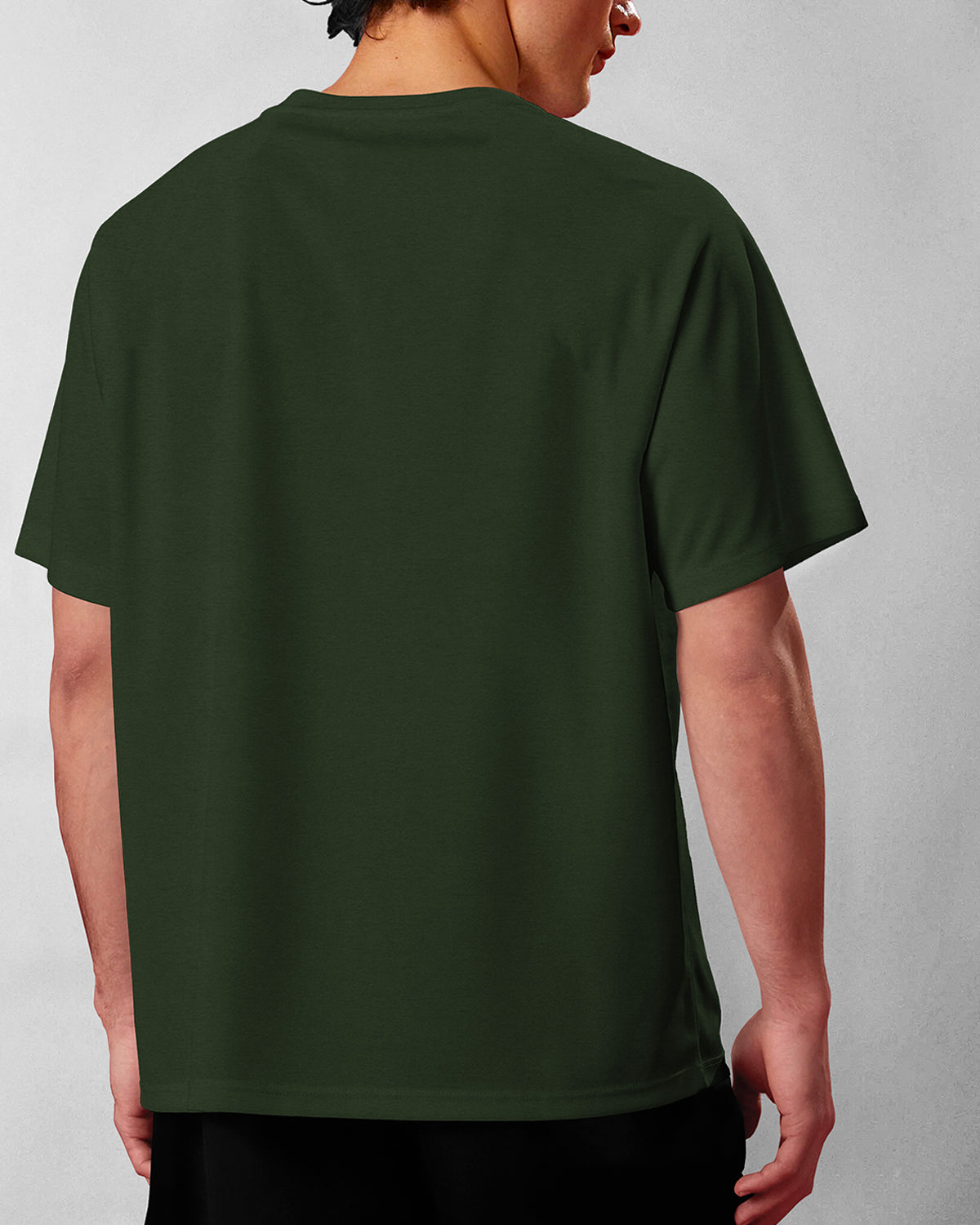 Olive Green Round Neck Solid Oversized T Shirt