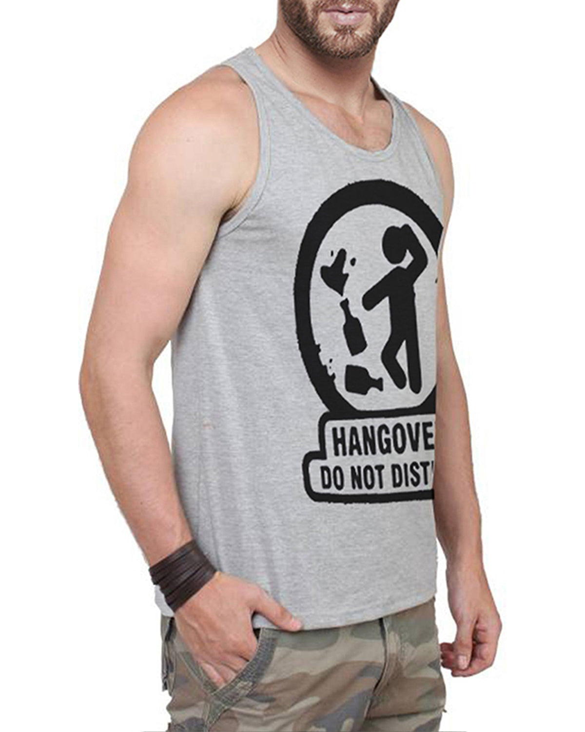 Graphics Printed Sleeveless Grey Vest