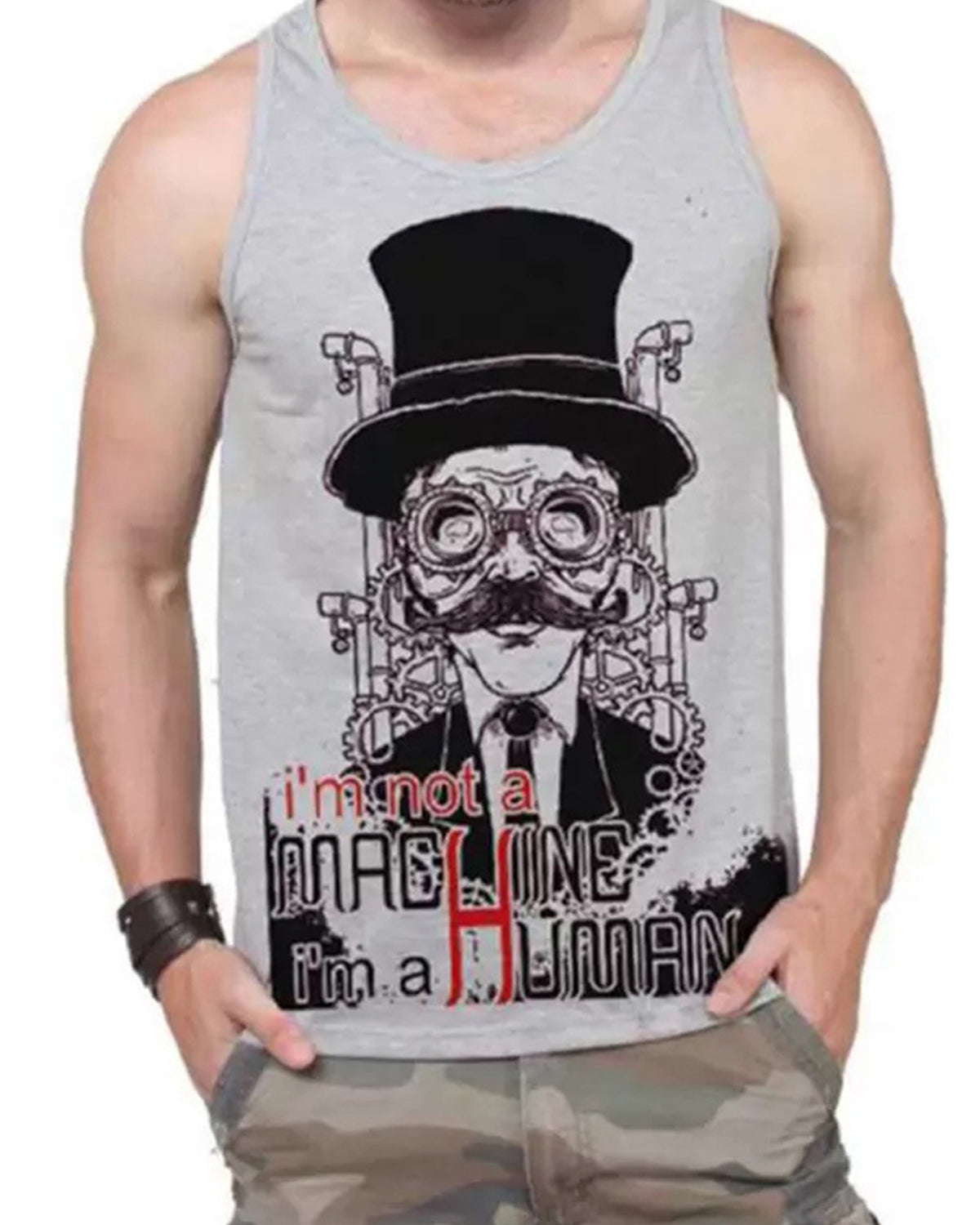 Graphic Printed Grey Vest