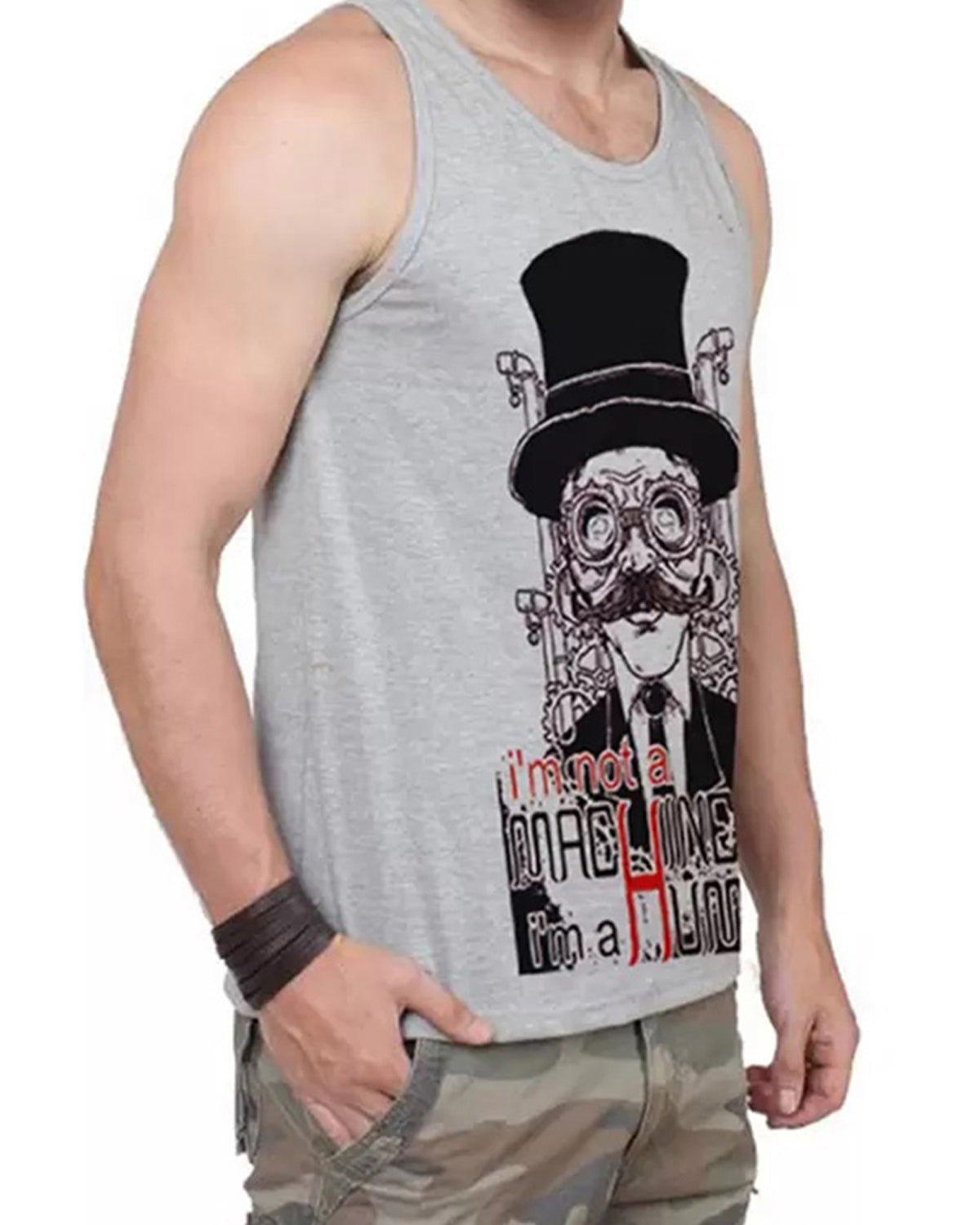 Graphic Printed Grey Vest