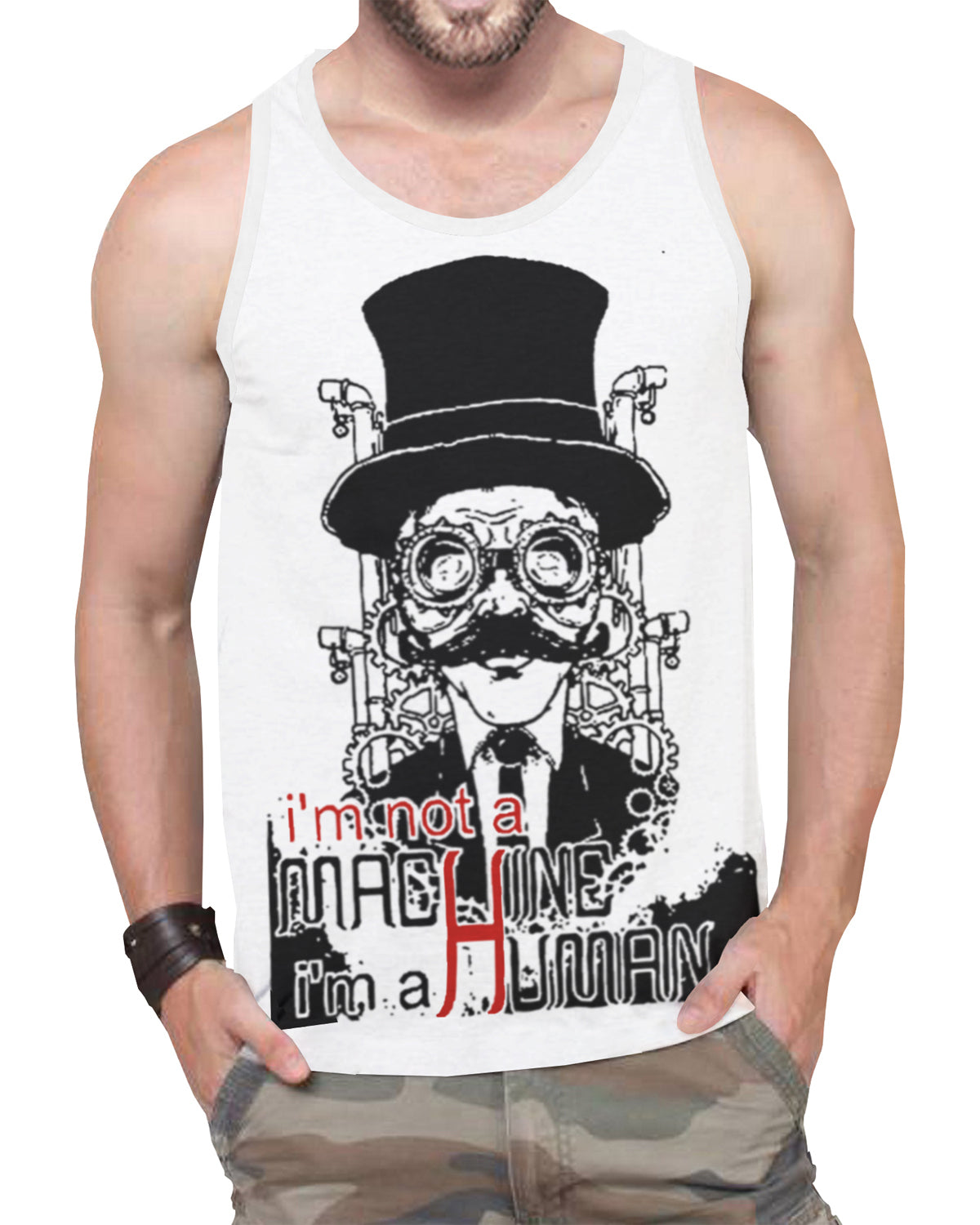 Graphics Printed White Vest