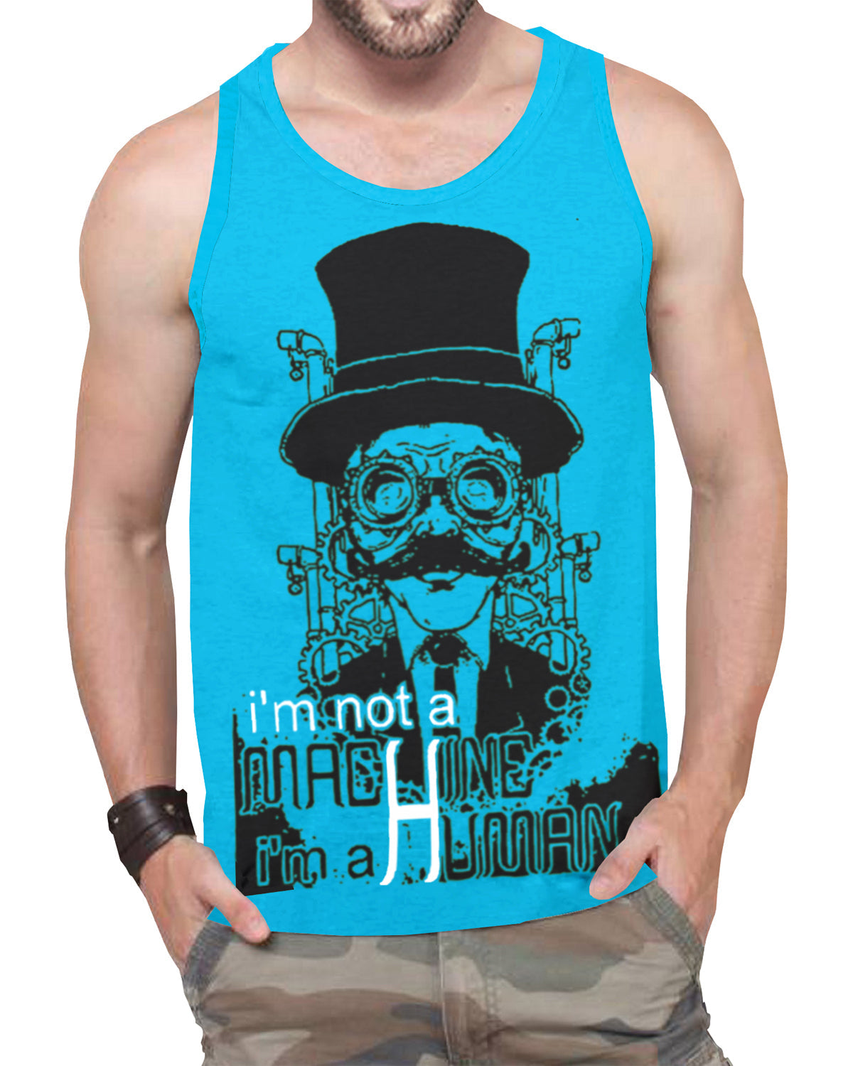 Graphic Printed Sky Blue Vest