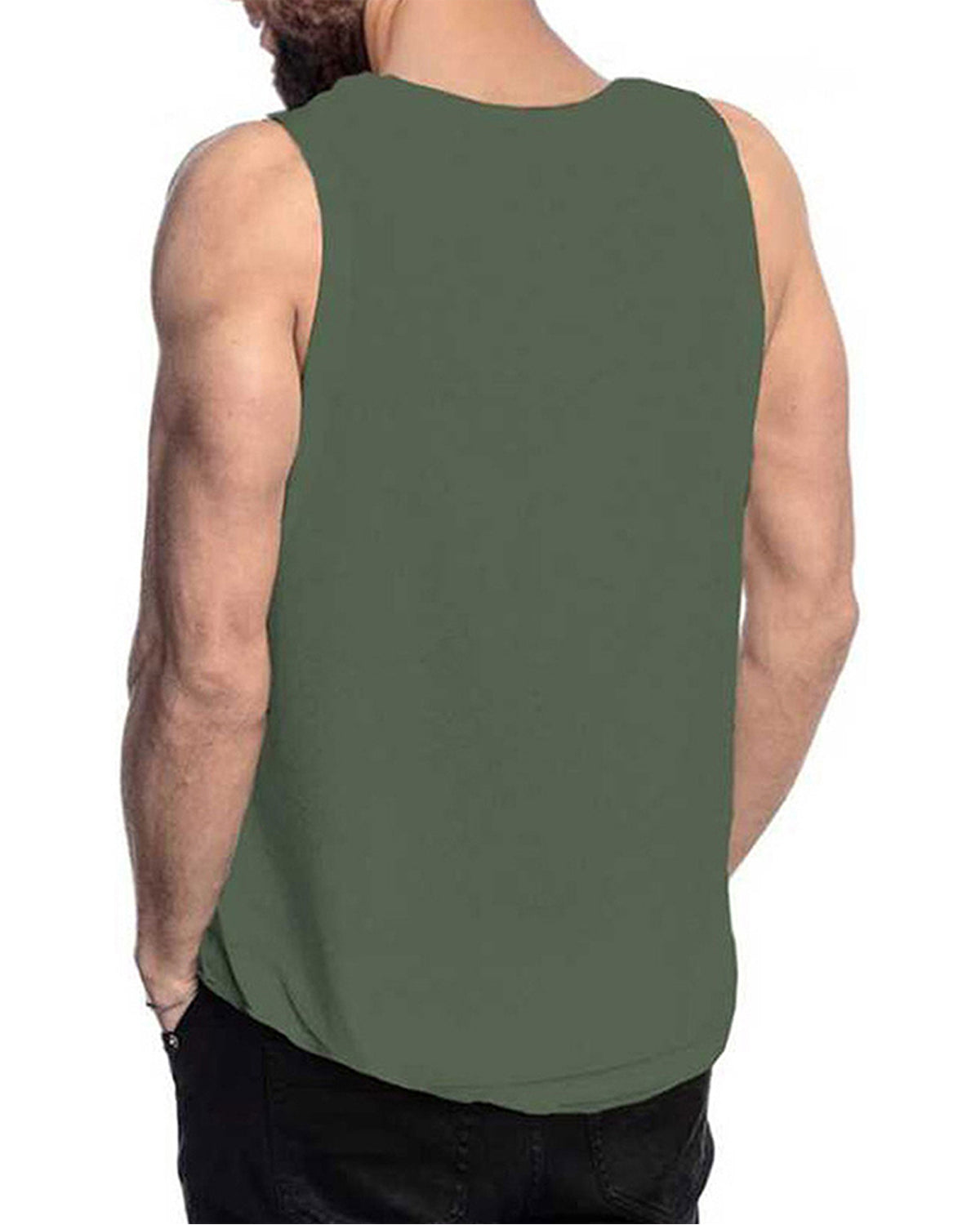 Olive Green Printed Sleeveless Vest